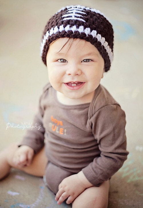 Football baby boy hat Newborn, 0-3m and 3-6 m
