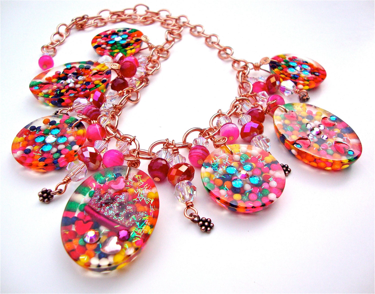 Resin candy charm necklace - candy necklace - candy resin statement necklace - goddess necklace - kawaii necklace by Sparkle City Jewelry