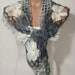 Crocheted gray, white, silver triangle Shawl, Scarf, Christmas,Gift by Arzu's Style
