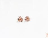 Mini LoveKnot Rhinestones Pave Post Earrings - Rose Gold