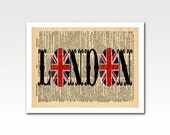 Dictionary  Art A4 Print Union Jack London on a Vintage Dictionary Page Home Décor by CARTISIM - Print no. 030