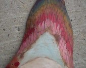 Colorful Bird - a Big Wooden Bird Unique Hand Painted Rustic Sculpture Wall Hanging Wood Sculpture Art