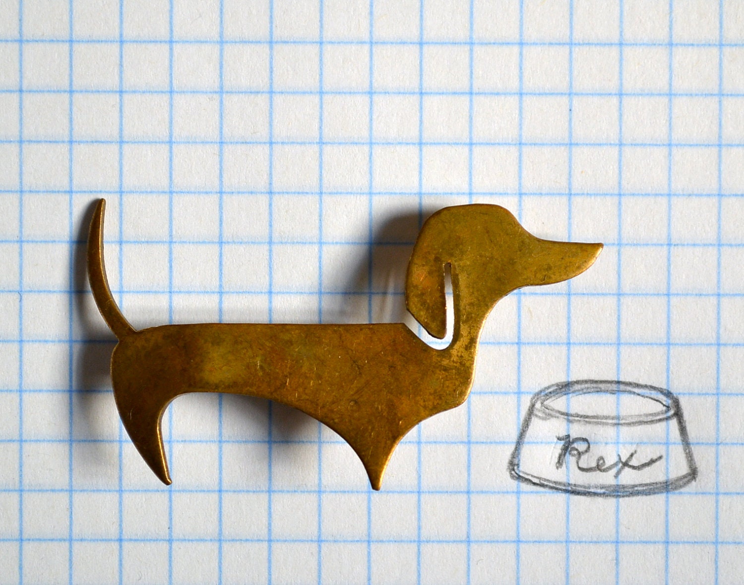 Vintage Brass Daschund Pin or Brooch - choose from five