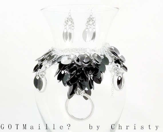Necklace - Scalemaille - Raven Noir - Fetish - OOAK
