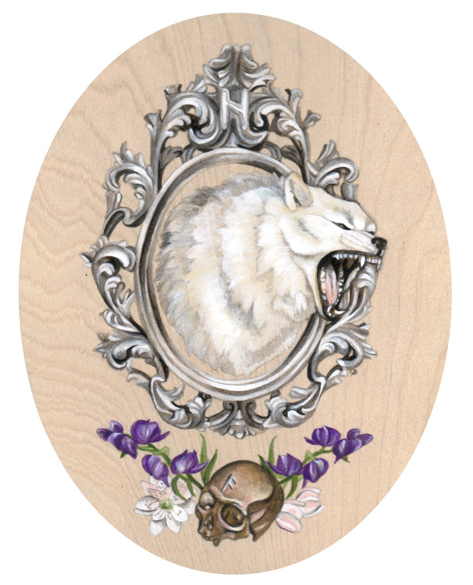 SALE Ragnarök white wolf skull Nordic pagan brutal metal painting