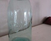 BALL Canning Jar  Old and Rare 1/2 Gallon//Two Quart  Aqua Vase Terraium  Rustic Traditional