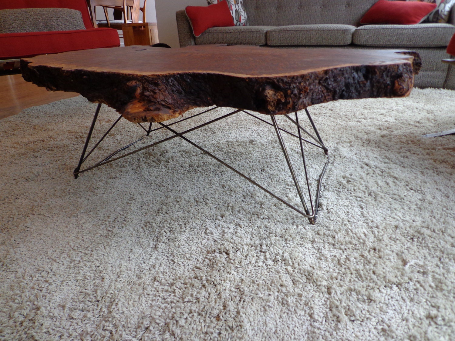 Mid Century Cats Cradle Coffee Table Base - Raw Steel