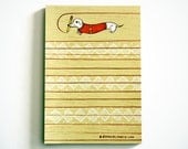 DOG notepad by boygirlparty - dachshund doxie dog note pad paper memo pad - yellow argyle