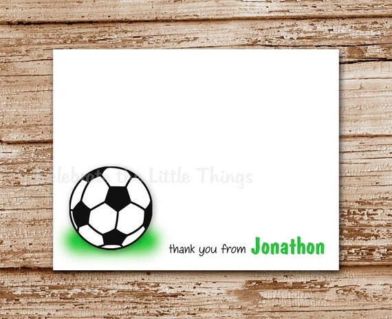 Set of 8 / Soccer Note Cards / Personalized Stationery / Thank You Notecards / Sports, Soccer Ball Il_570xn