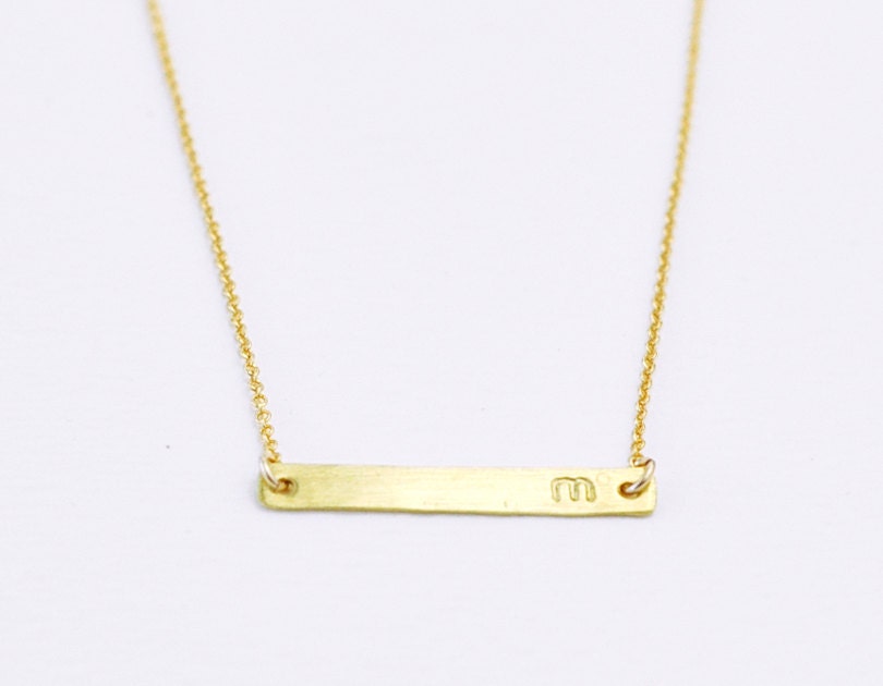 RESERVED LISTING nola - Brass Initial bar - custom lowercase letter gold filled necklace - minimal jewelry christmas gift for her