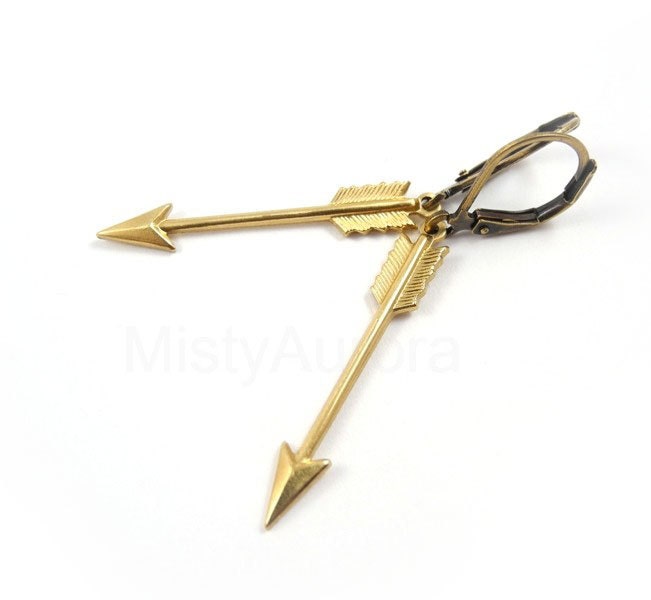 Arrow Dangle Earrings - Tribal Arrow Earrings - Arow Jewelry - Geometric Jewelry - Brass Dangle Earrings