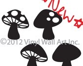Woodland Mushrooms Set of 4 vinyl decals size LARGE