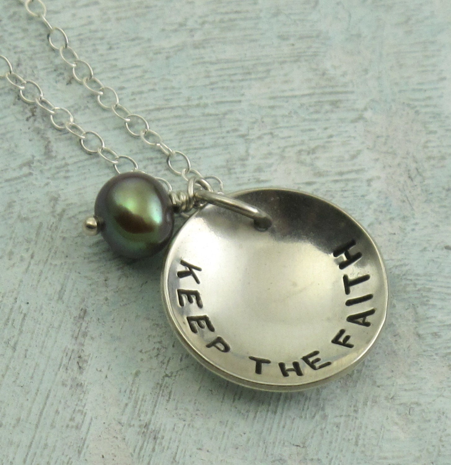 Keep the Faith - sterling silver necklace with pearl by Kathryn Riechert