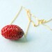 Red Spiderweb Necklace, vintage glass spider web bead, vintage chain, eco fashion