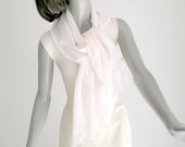 Light Pale Pink Scarf, 100% Natural Silk Chiffon, Hand  Dyed One of a Kind.