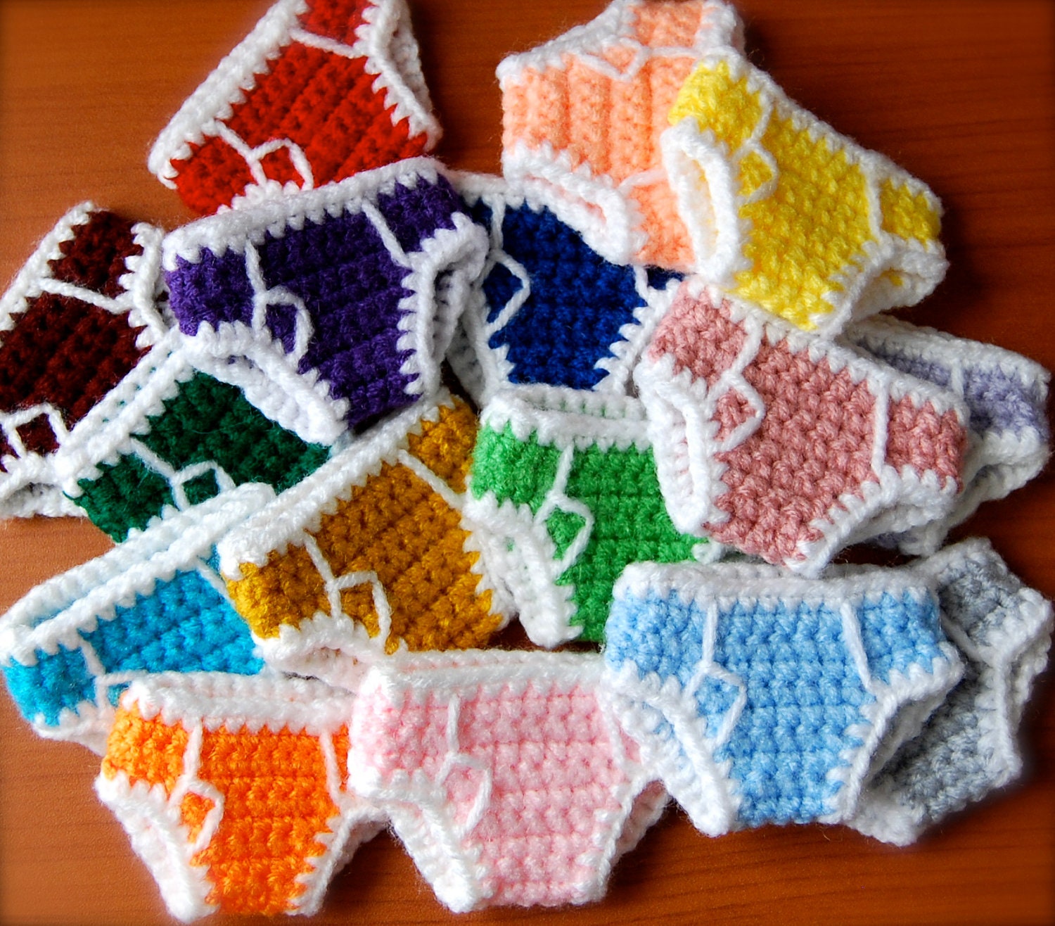 SET OF 4 Rainbow Briefs - Miniature Crochet Underpants
