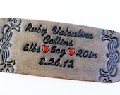 Leather Custom Baby Bag Tag or Bookmark Keepsake