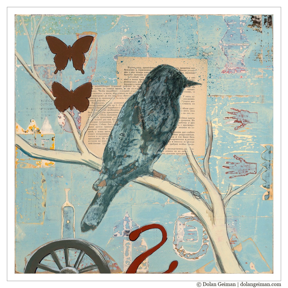 Twilight Night Bird, March Rain: Tree, Giclee Print, 12x12 Print