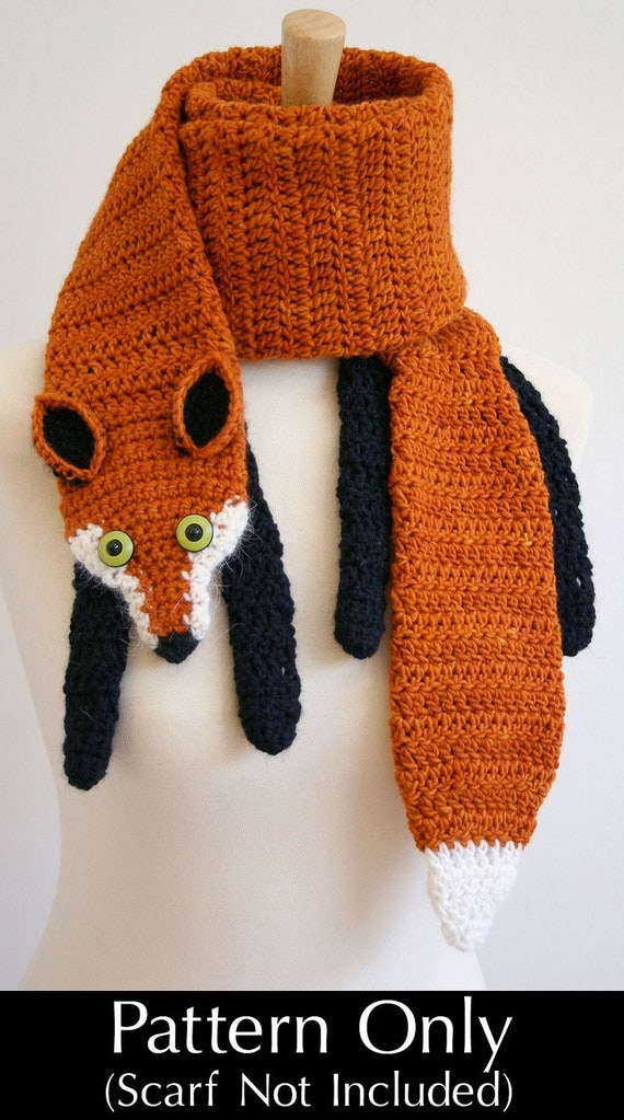 PDF Crochet Pattern for Fox Scarf - DIY Fashion Tutorial