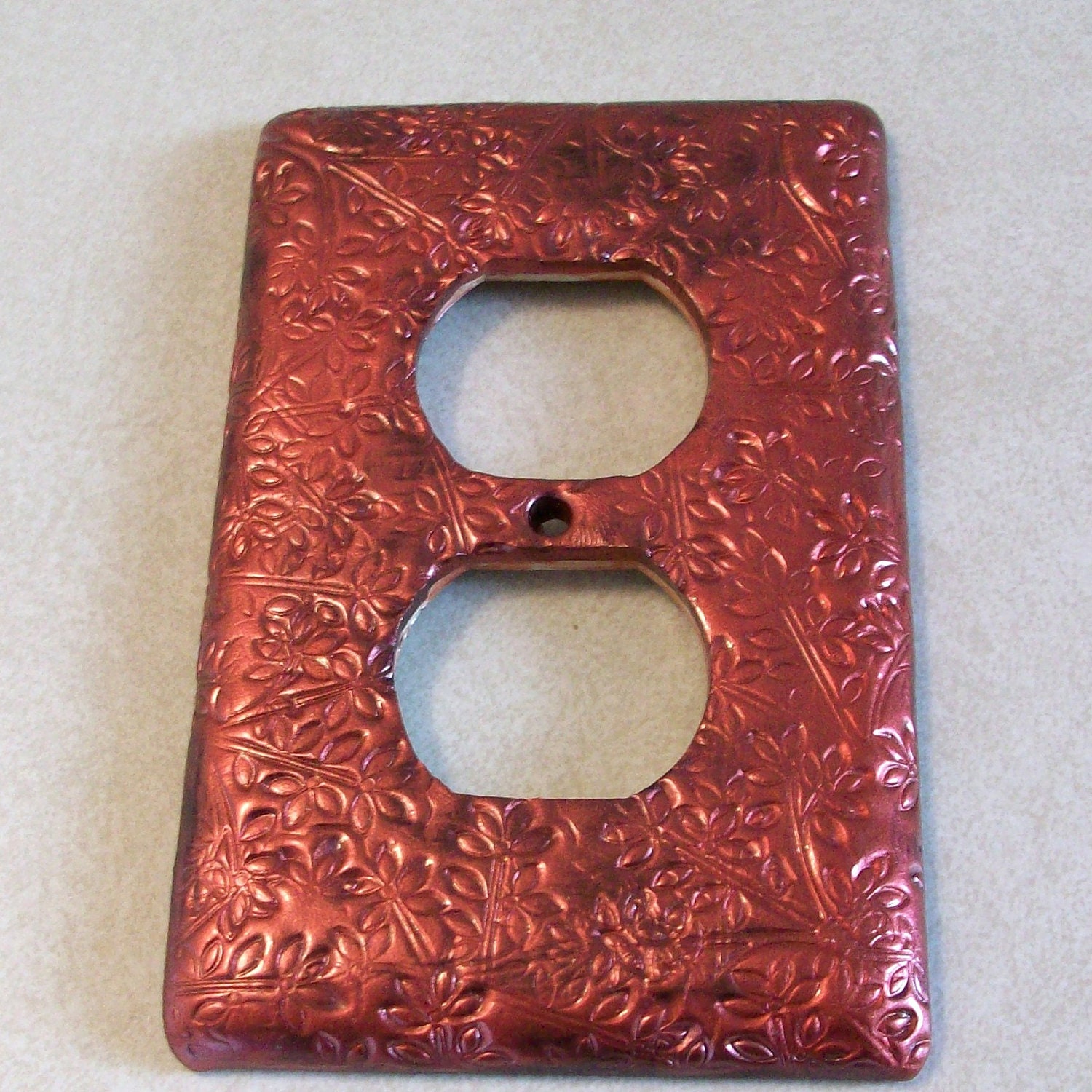 Floral red russet copper oulet cover reserved for Lisa
