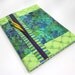 Fabric Covered Blank Book Notebook / Lined Journal - Blue and Chartreuse