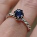 Rose Cut Natural Blue Sapphire Ring in Argentium Sterling Silver