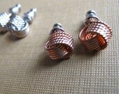 Love Knot Stud Earrings 2 Pair Copper and Silver Refurbished Vintage Earrings Post Earrings Stud Earrings Vintage Jewelry by Glamourpuss