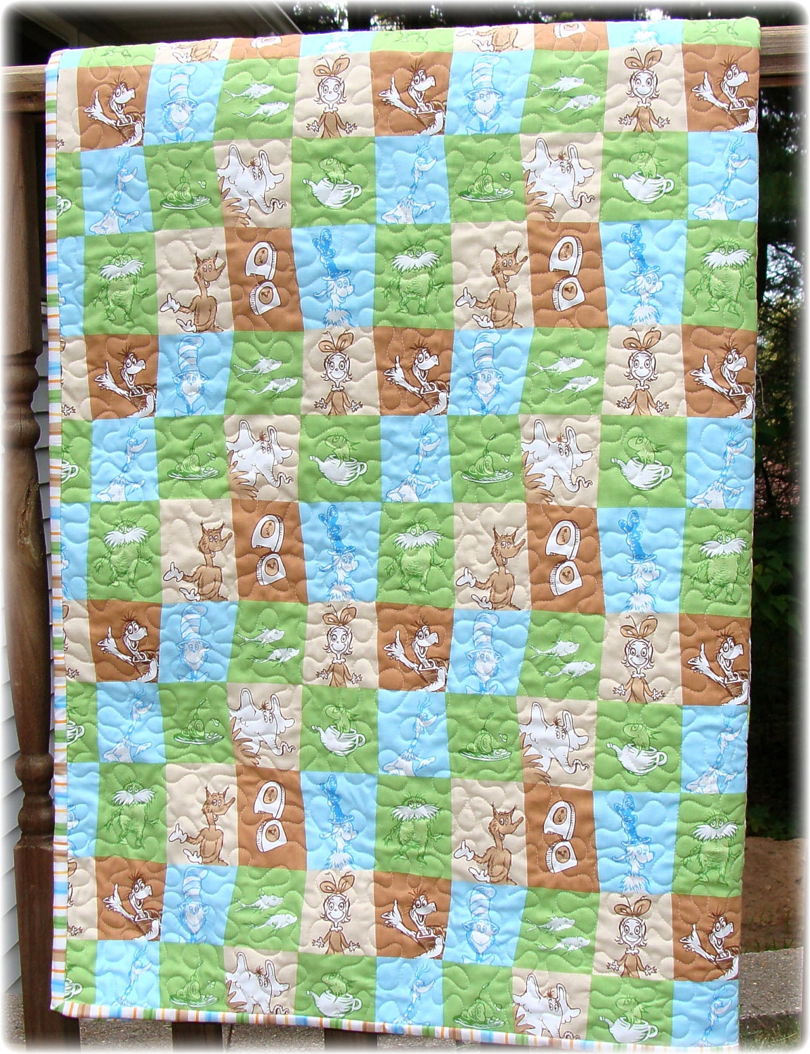 SALE Baby Quilt Dr Seuss Wonky Squares Adventure