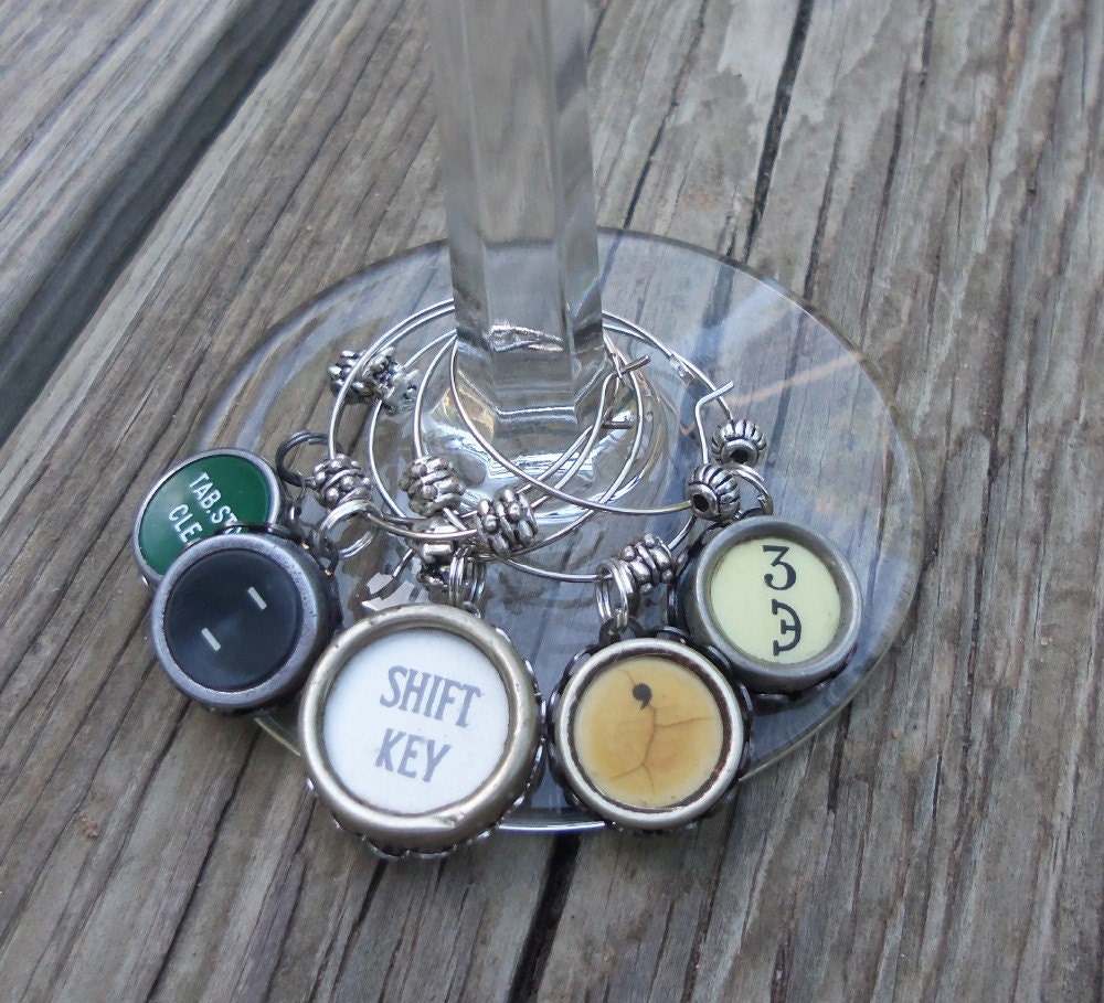 Vintage Typewriter Key Wine Marker Charms
