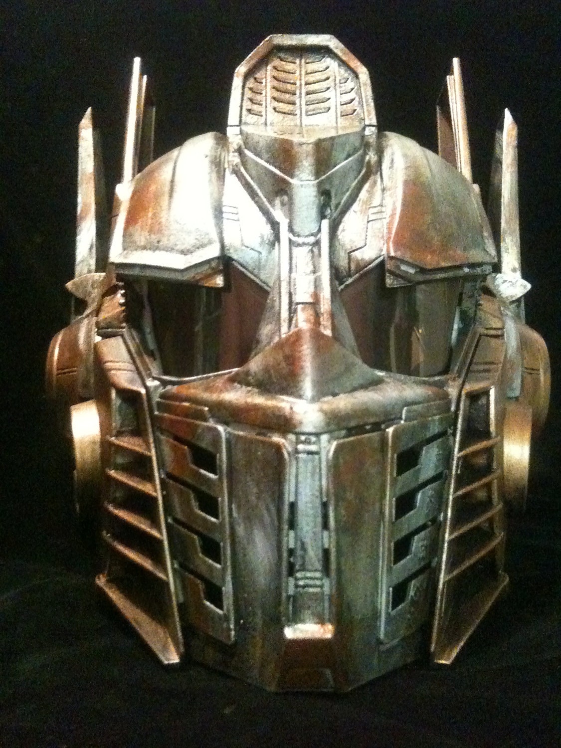 Rusted Optimus Prime Helmet Transformers Life Size Cosplay Battle damaged Copper