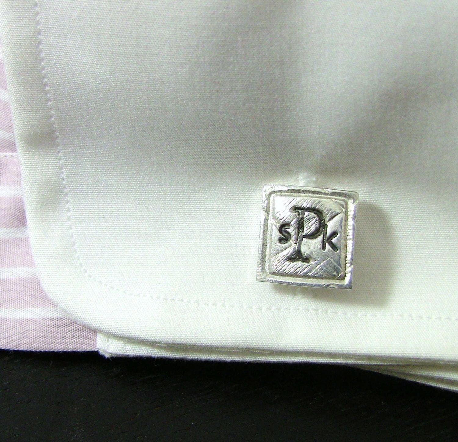 Men's Monogrammed Anniversary Wedding Sterling Silver Cuff Links - Christian Jewelry - Personalized, Black, Bible Verse - Life of Love