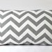 Decorative Pillow Cover - Ash Gray & White Chevron - 12 x 22 Accent Cushion Cover - Baby Nursery Decor