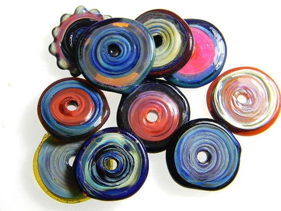 Lampwork Borosilicate Beads FANCY DISCS Two Sisters Designs