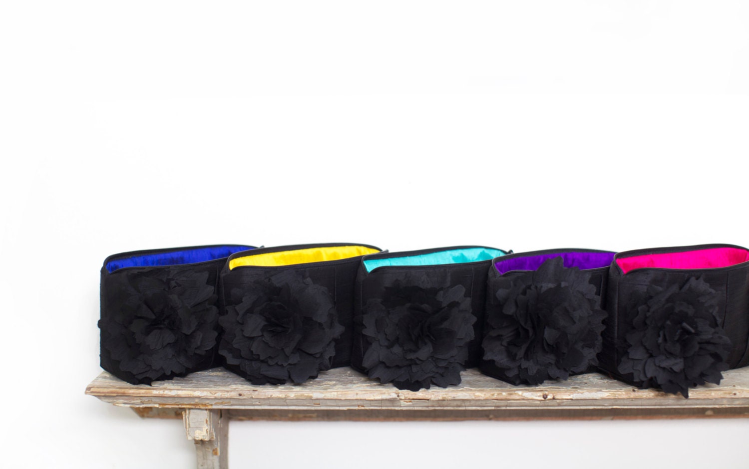 black silk bridesmaids gift ideas, personalized wedding gifts, wedding purse, bright colors