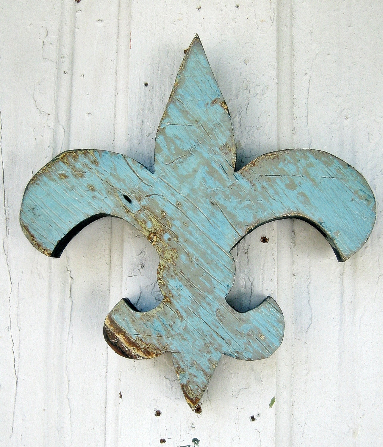 Large Blue Fleur de Lis Recycled Wood Kappa Kappa Gamma
