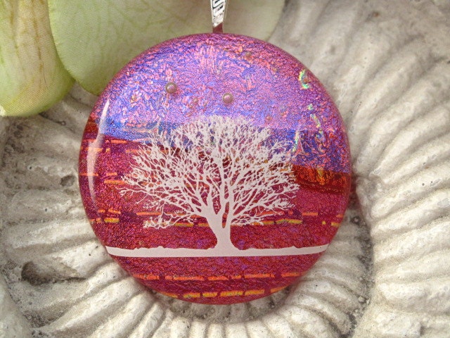 Tree Necklace - Tree Dichroic Jewelry - Horizon Tree -Dichroic Glass Pendant - Dichroic Fused Glass Jewelry - Necklace 063012p111