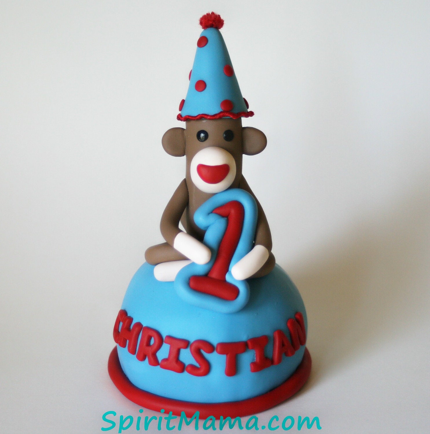 Sock Monkey Cake Topper with Your Child's Name