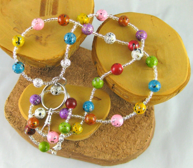 Gumball multicolor acrylic lanyard perfect for school or work ID, keycards, or even eyeglasses
