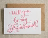 SALE - Bridesmaid Letterpress Card