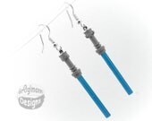 Blue Star Wars Light Saber Dangle Earrings :) made with LEGO bricks