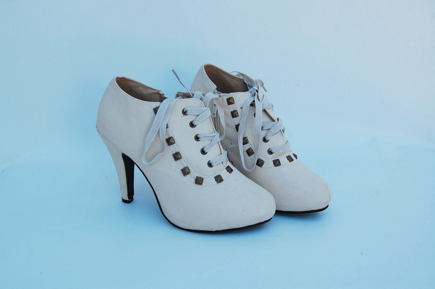 steampunk lace up STUDS ankle booties 7