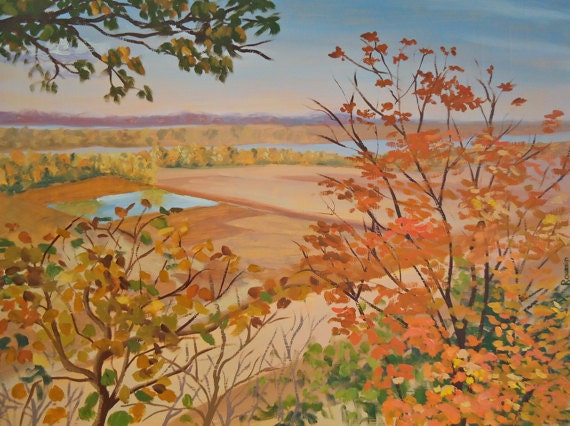 Original Oil Painting "Pere Marquette Fields"  fall autumn landscape impressionism impressionist art