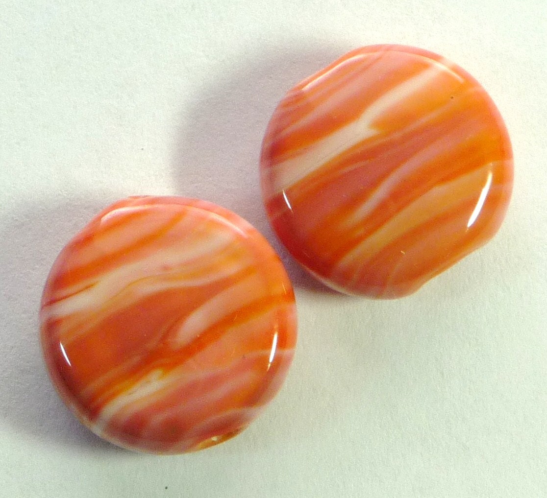 Lampwork Art Beads Accent Spree Lentil Pair 15 mm (LS1457) Sunset