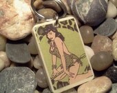 Green Bettie Page Keychain or Pendant