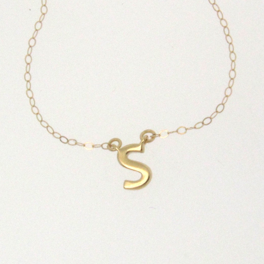 Tiny Initial Necklace - 14K Solid Gold - Your Initial, Lower Case, Rose, Yellow, or White Gold