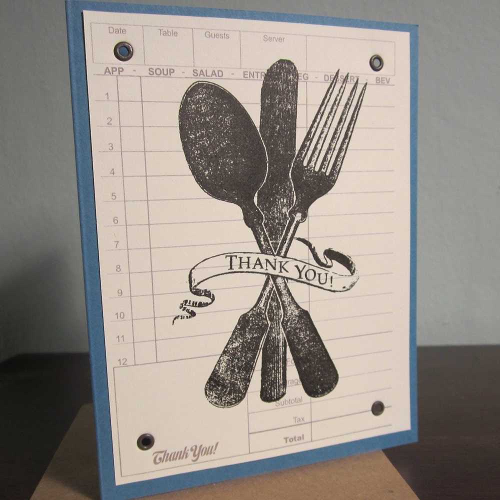 Utensil Thank You - 6-Pack Gocco Screen Printed Thank You Cards