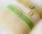 Decorative Pillow Cover - Cushion Cover - Stripes and Ribbons - Yellow - White- Green- 16" x 16"