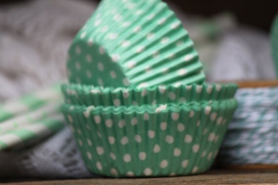 Light Green Dots Cupcake Liners Set of 50 Baking Cups Il_570xn