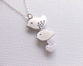 Three Birds Silver Jewelry Necklace, Triple Sparrows, Sterling Silver Jewelry, Everyday Wearable, Gift for Her