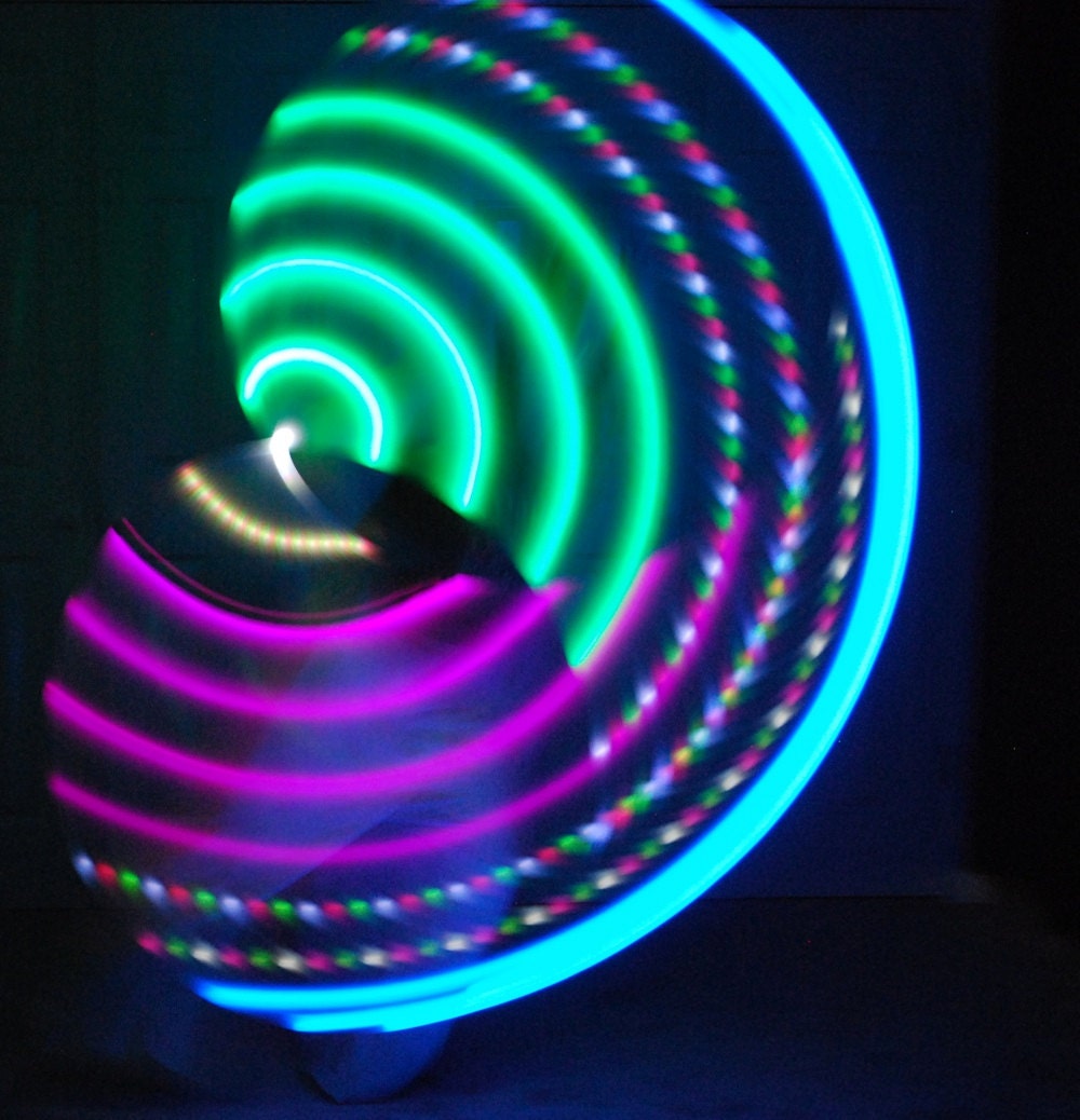 Lower Price- Ready to Ship- AA battery powered Infinity collapseable LED travel hula hoop- super bright, static and Dragofly strobe LEDs